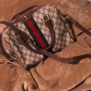 Gucci Web GG Canvas Boston Bag Crossbody Satchel